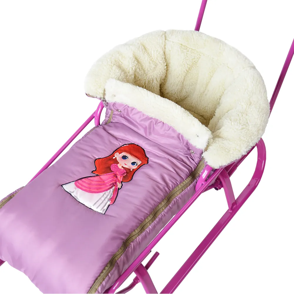 Чохол на санки "Конверт з муфтою" рожевий перламутр/хутро