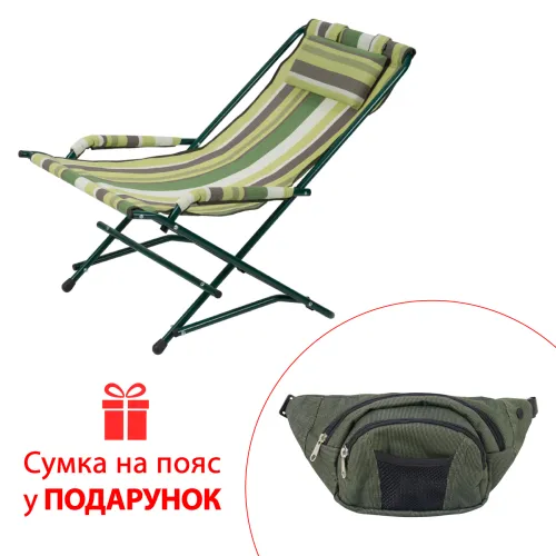 Крісло розкладне Вітан Гойдалка d20 мм, зелена смуга текстилен